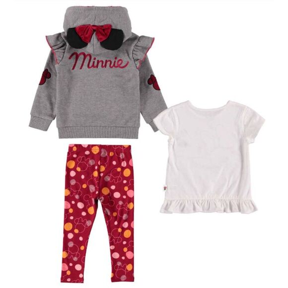 NEW NWOT Girls Sz 5 MINNIE MOUSE Hooded Jacket, Shirt & Leggings 3 Pc Outfit Set - Picture 5 of 7